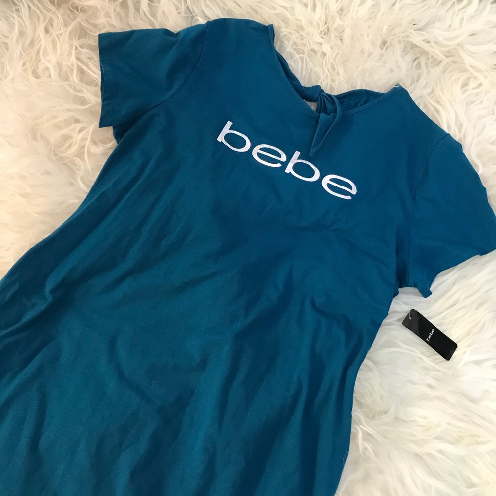 Bebe Moroccan Blue Short Sleeve T-Shirt Dress - Picture 7 of 7